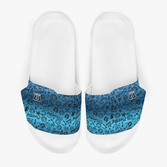 Men's Velcro Strap Dark Blue Basketball Graffiti Slides