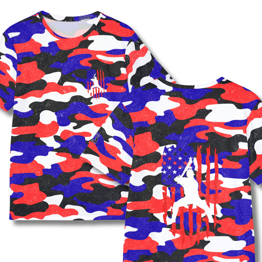 Adult American Flag Camo Patriotic Baseball Sports Jersey