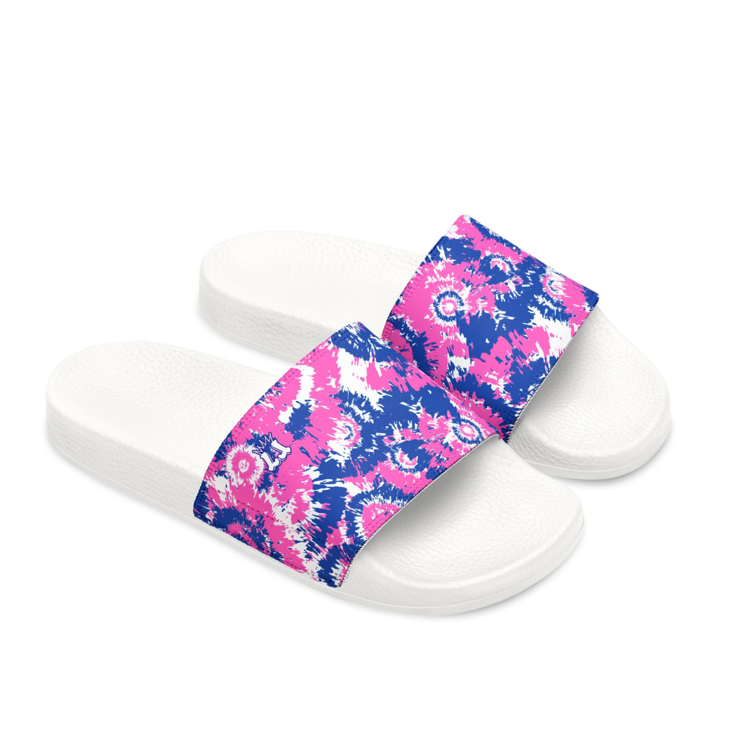 Women's Removable Strap Sporty Slides Pink Blue Tie Dye