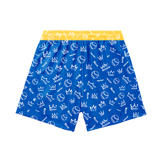 Adult Brimfield Beasts Mesh Shorts - Blue Graffiti (with inner liner)