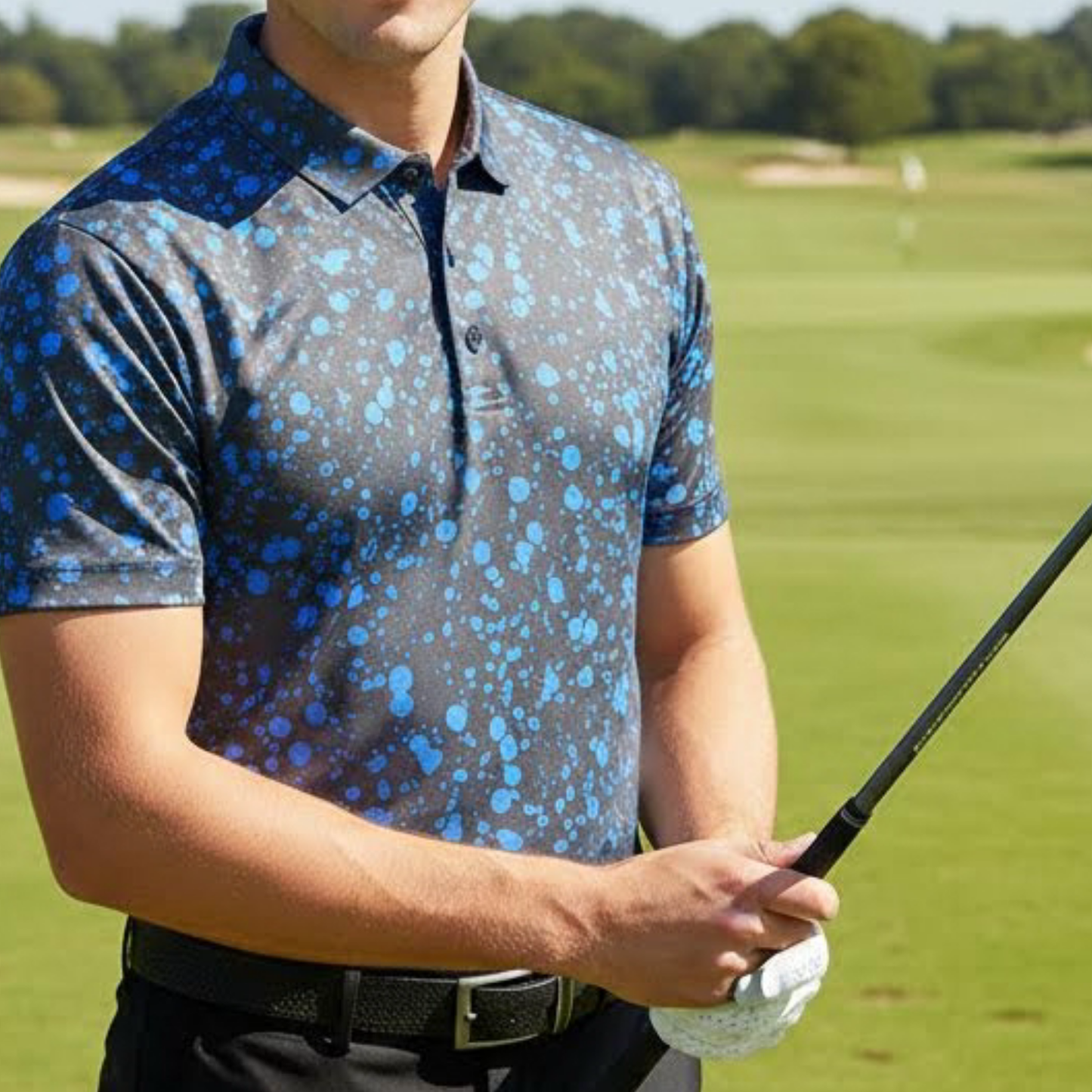 Men's UV Protection Polo Shirt Blue Speckled