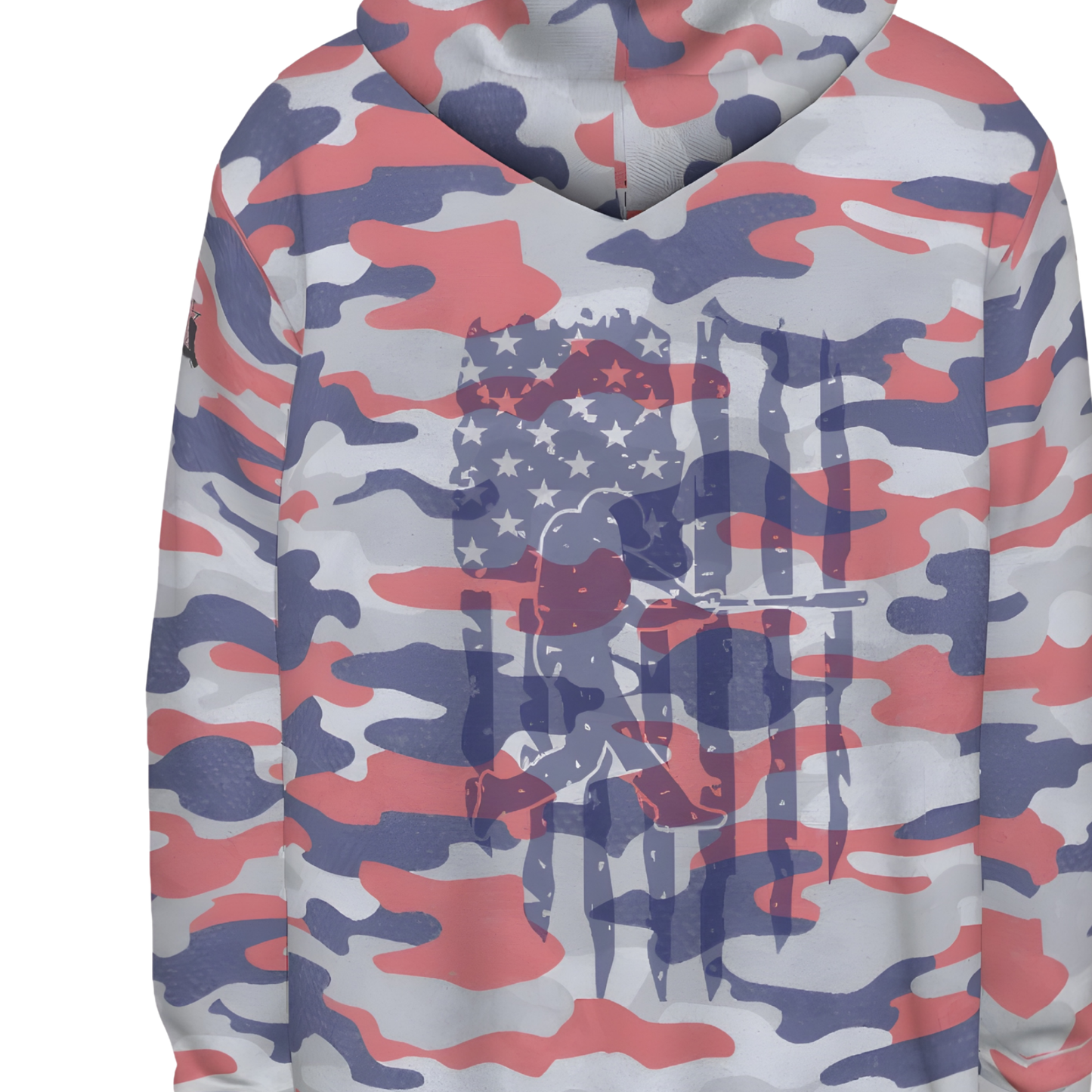 Adult Unisex Patriotic Camo Distressed Baseball Hoodie