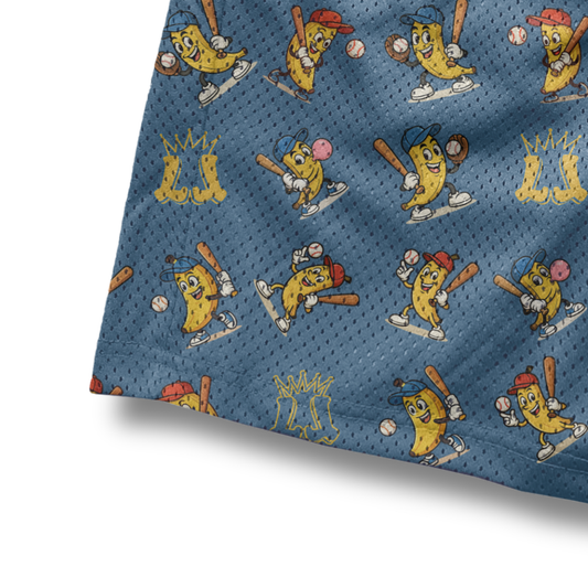 Adult Banana Baseball Mesh Shorts - Blue Edition (with liner)