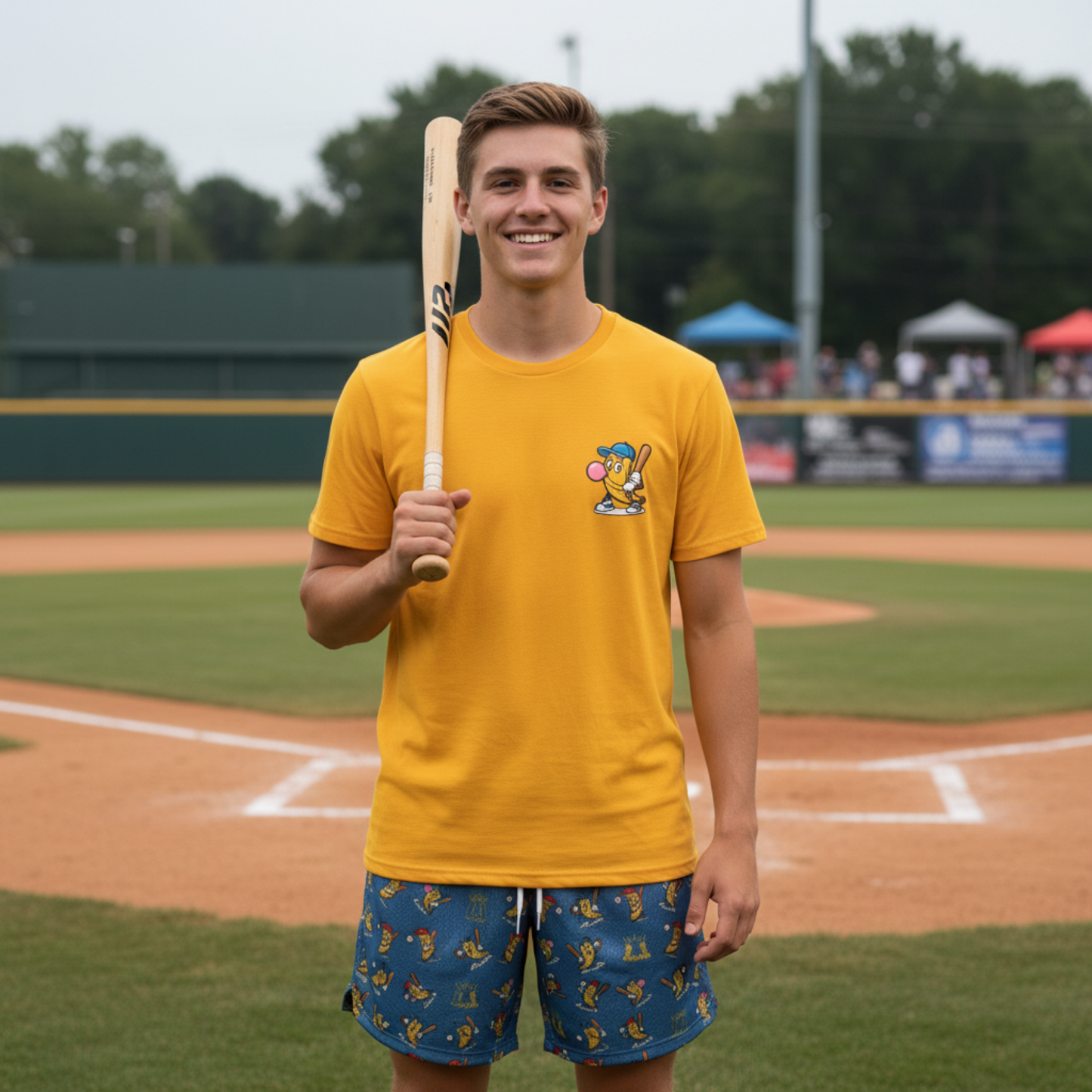 Adult Banana Baseball Mesh Shorts - Blue Edition (with liner)