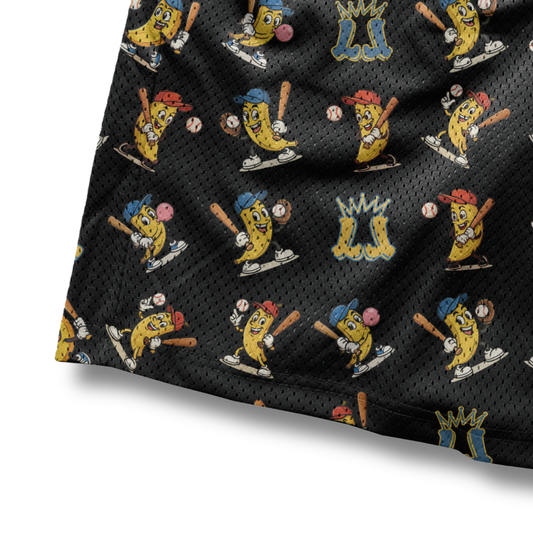 Adult Banana Baseball Mesh Shorts - Black Edition (with liner)