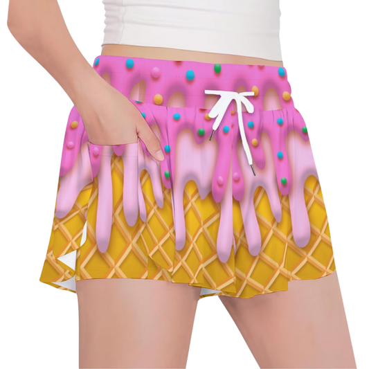 Girls Ice Cream Drip Athletic Butterfly Shorts