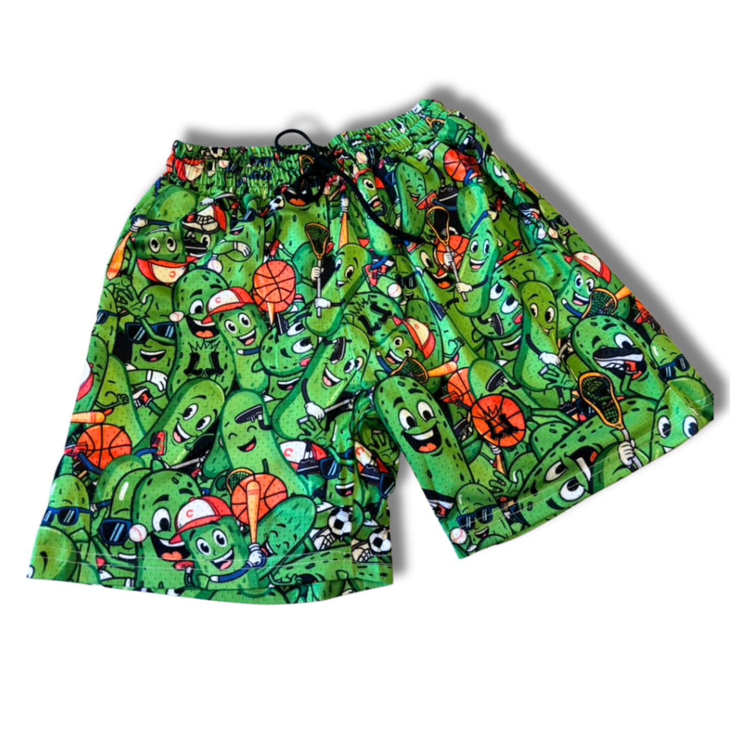 Adult Sporty Pickles Mesh Shorts (with inner liner)
