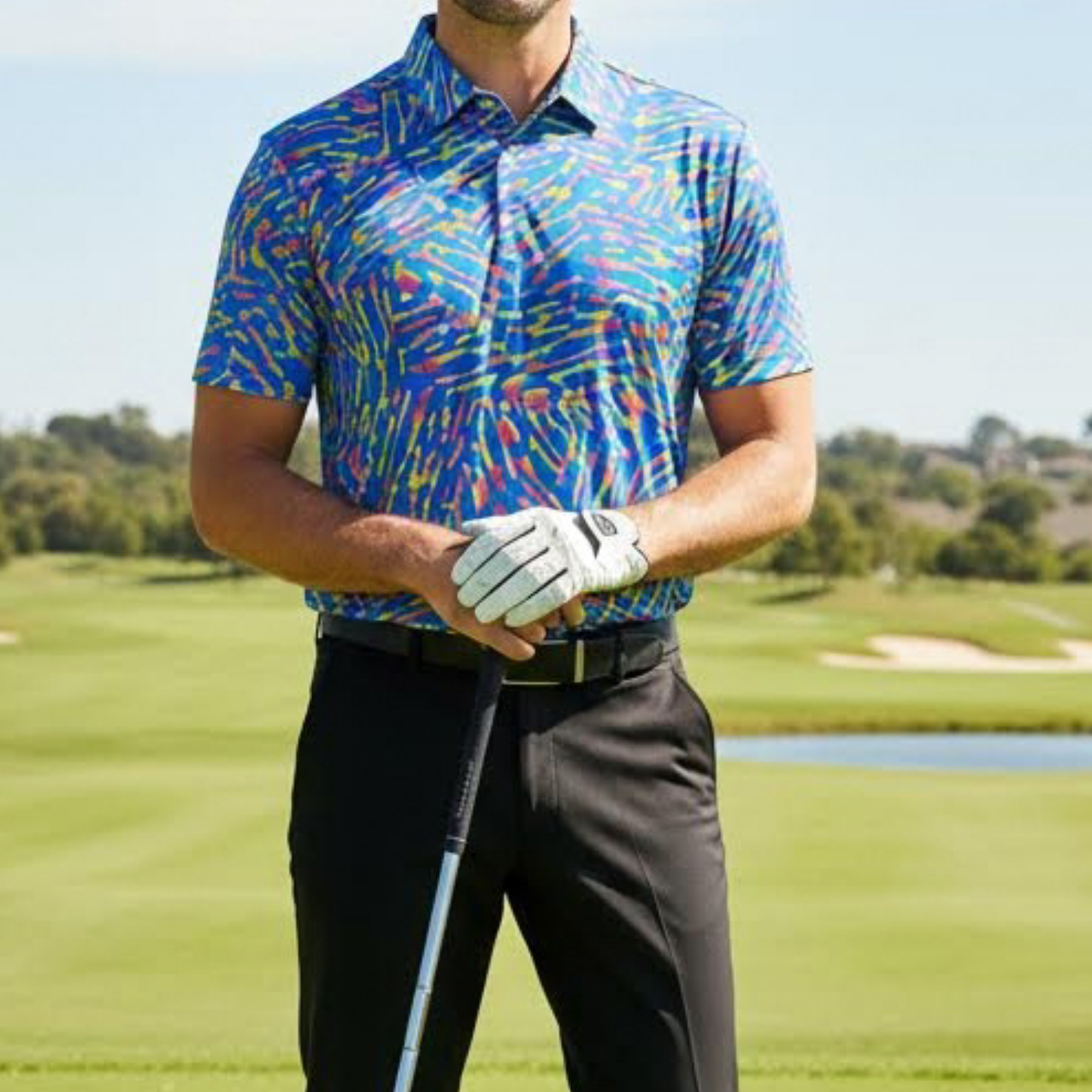 Men's Abstract Colorful UV Protection Polo Shirt