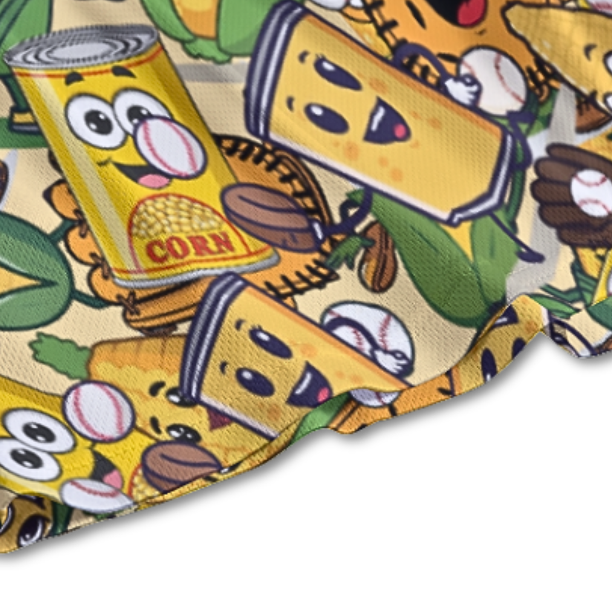 Adult Baseball Mesh Shorts - Can of Corn Design