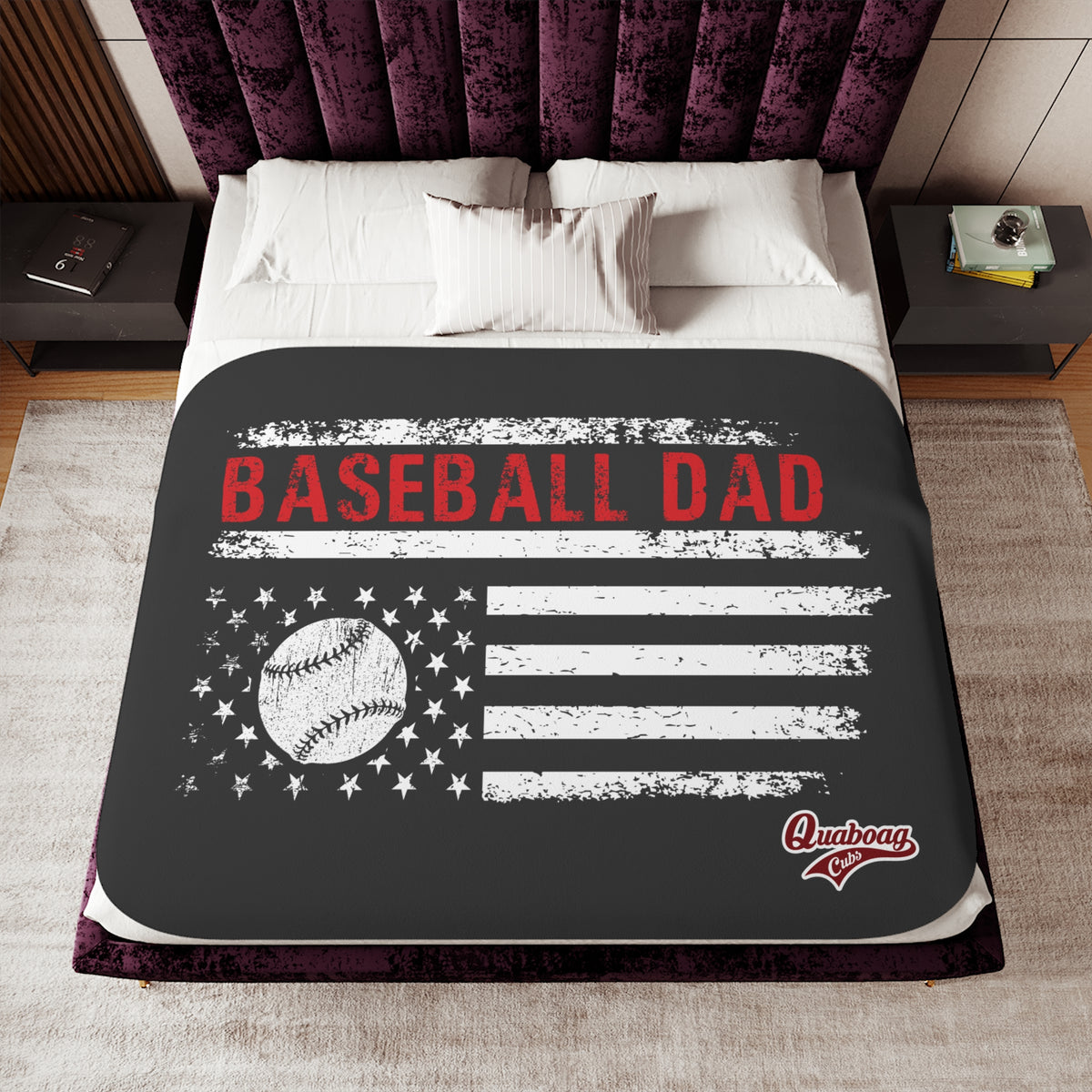 Quaboag Baseball Dad Flag Sherpa Blanket