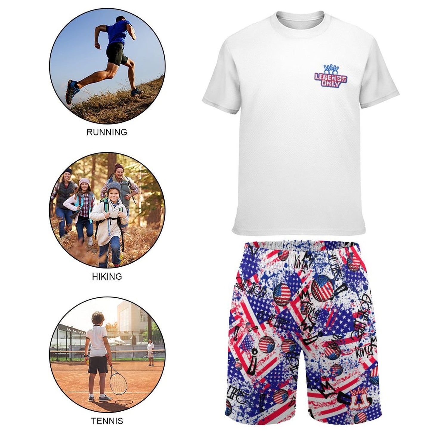 Youth T-Shirt and Shorts Mesh Set, Golf Design