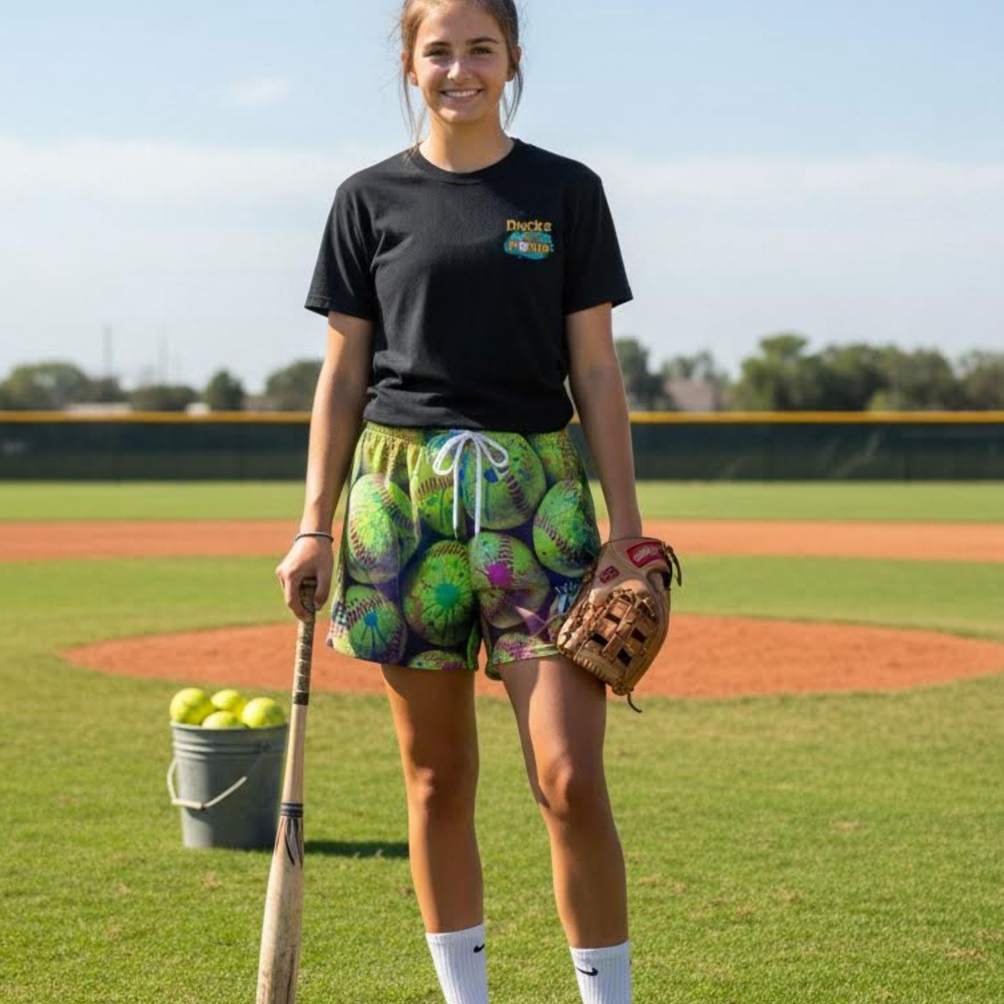 Women's Paint Splatter Softball Mesh Shorts