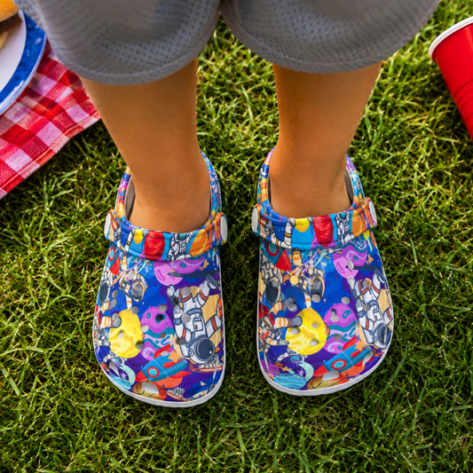 Youth Outer Space Clogs, Kids Space Themed Hole Shoes