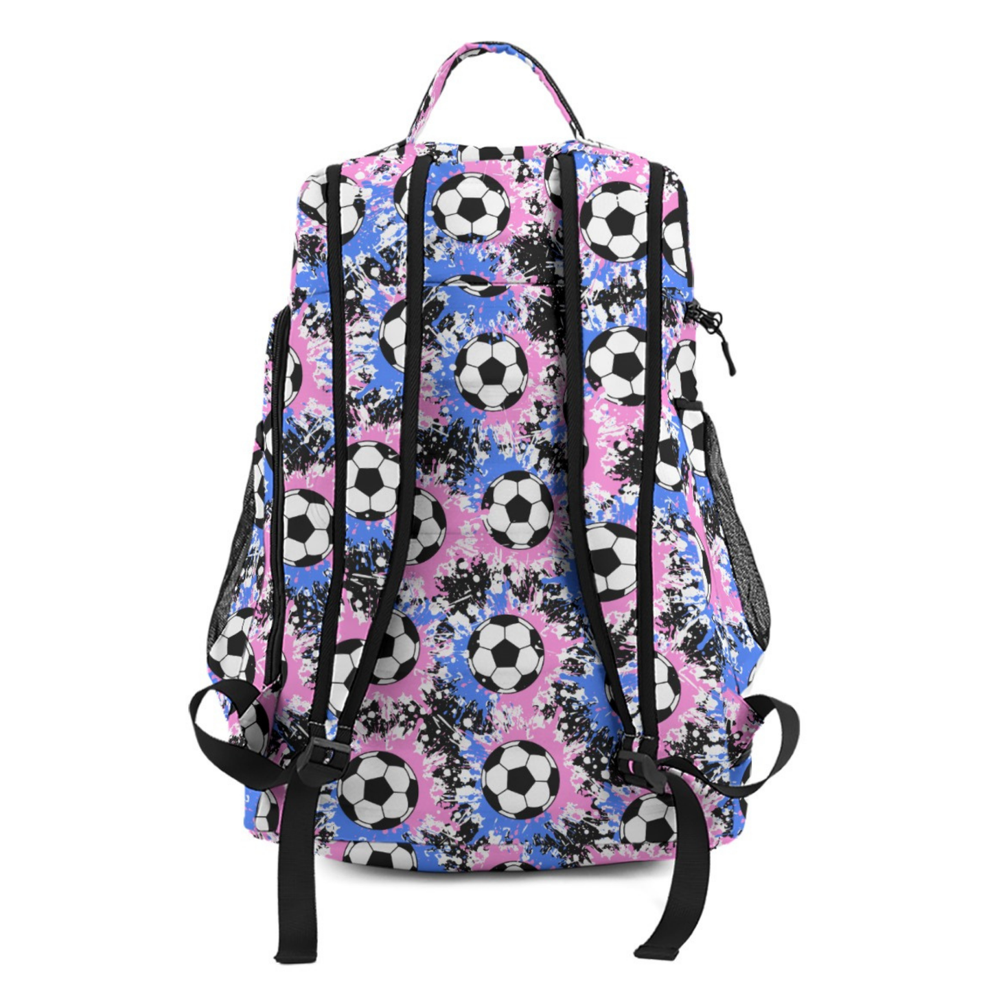 Personalized Soccer Backpack, Blue/Pink Splatter Edition