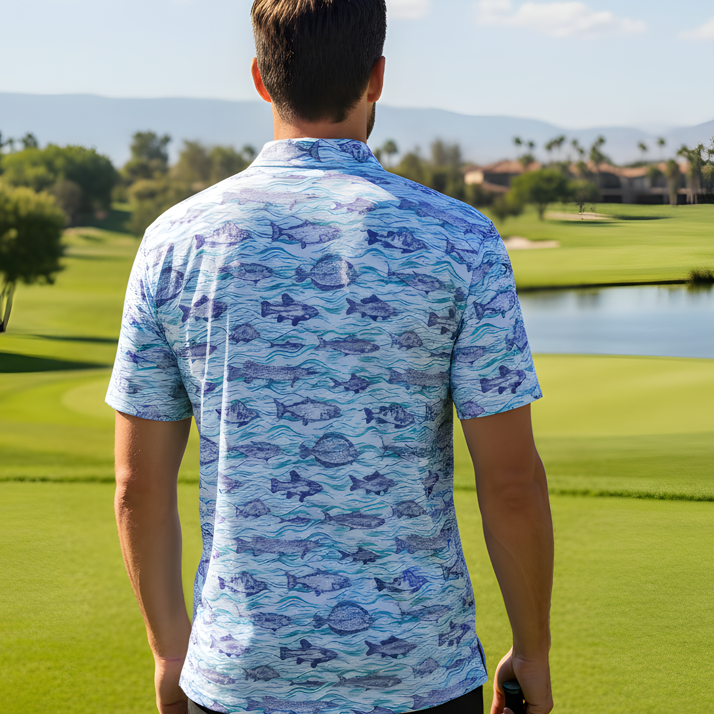 Gone Fishin' Men's UV Protection Golf Polo Shirt
