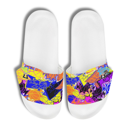 Men's Basketball Velcro Strap Slides, Gym Sandals Basketball Design