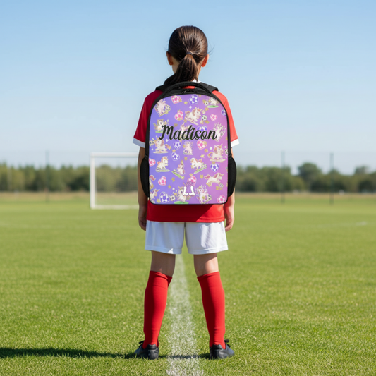 Personalized Kids Unicorn Sports Backpack, Custom Name Bag
