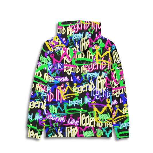 Adult Unisex Fleece Lined Hoodie: All Over Print Colorful Dripping Crowns