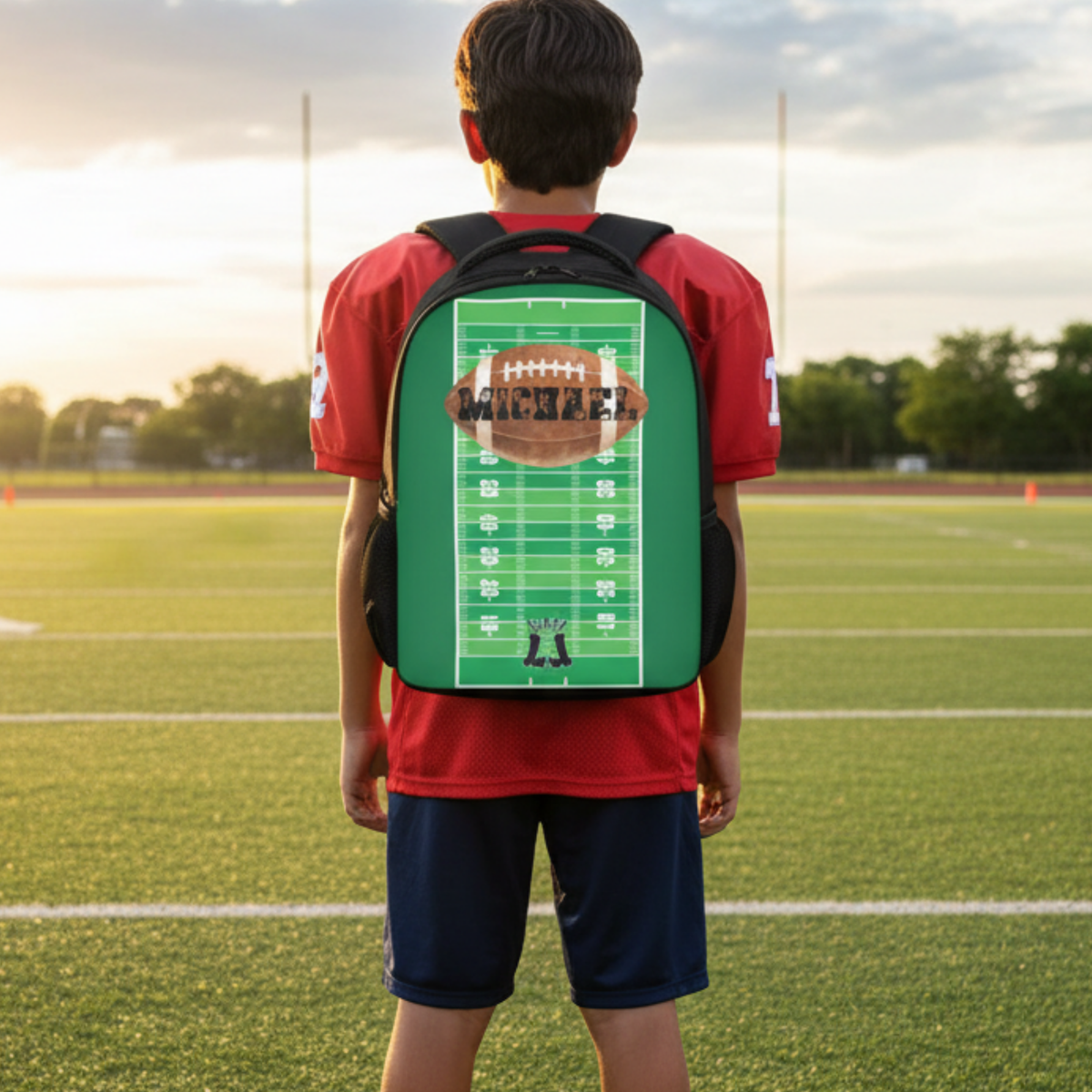 Personalized Football Backpack, Custom Name Sports Bag