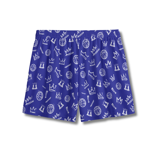 Youth Blue & White Graffiti Basketball Mesh Shorts