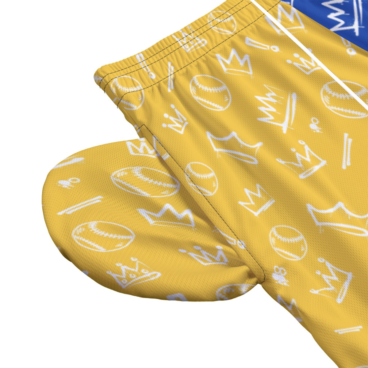 Adult Brimfield Beasts Baseball Graffiti Shorts -Yellow/Blue (no inner liner)