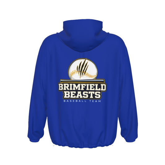 Adult 1/2 Zip Brimfield Beasts Pullover Windbreaker - Blue, Player's Edition (Personalized)