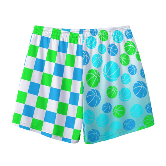 All-Over Print Basketball Mesh Shorts, Fun Checkered Design