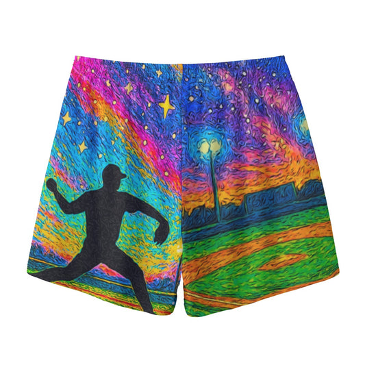 All-Over Print Adult Mesh Shorts, Baseball Canvas Design