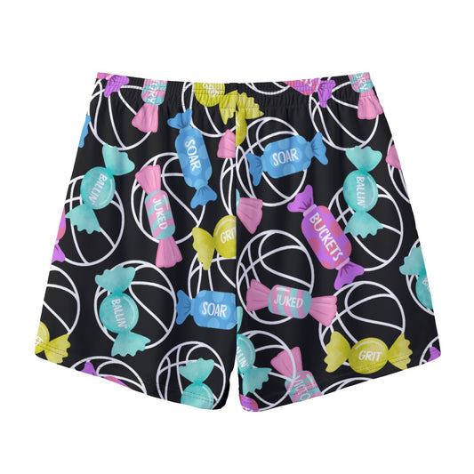 All-Over Print Adult Mesh Basketball Shorts: Candy Pattern