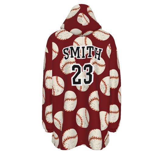 Personalized Adult One-Size Quaboag Baseball Blanket Hoodie
