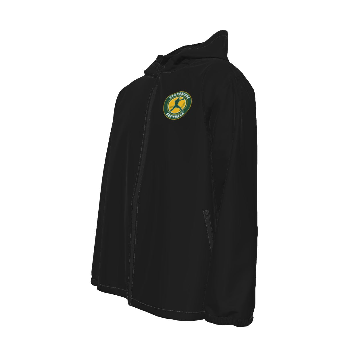 Adult Unisex Sturbridge Softball Full Zipper Windproof Jacket - Black Edition (Non-Personalized)