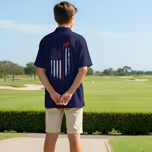 Youth UV Protection Patriotic Golf Polo Shirt