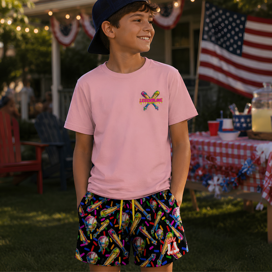Kids Baseball Party Mesh Shorts, Summer Party Outfit
