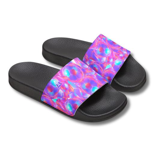 Youth Soccer Sports Sandals, Iridescent Soccer Ball Design