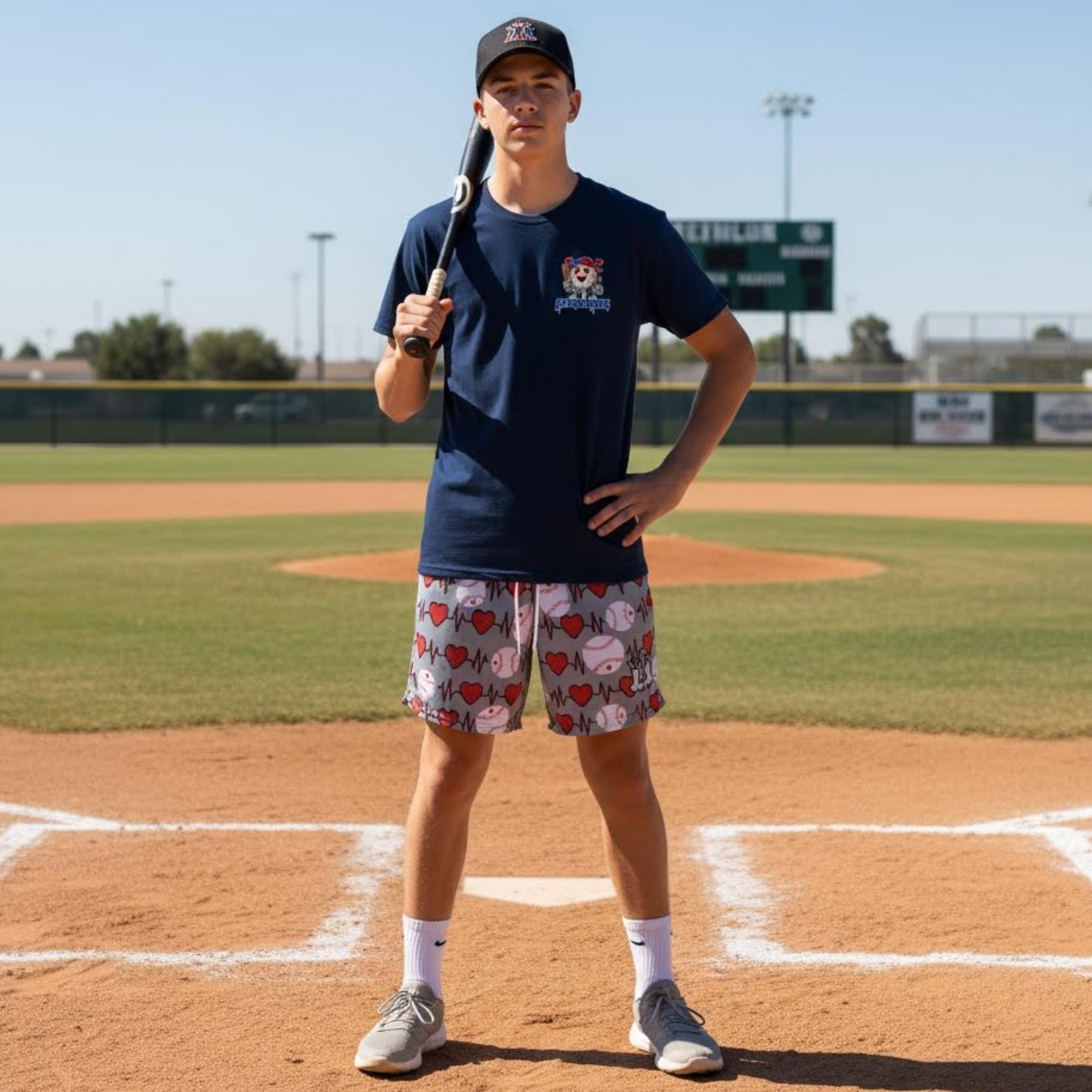 Gray Adult Baseball Heartbeart Shorts