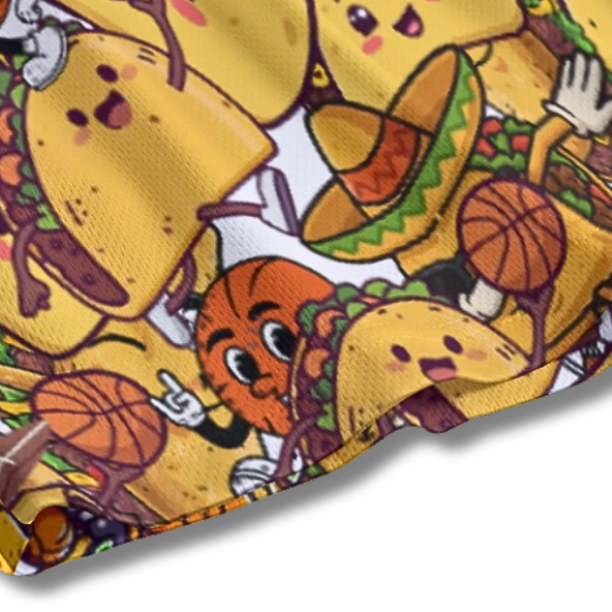Adult Mesh Basketball Shorts - Taco Lovers Design