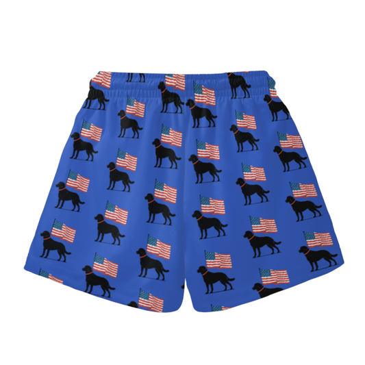 Toddler Black Lab American Flag Mesh Shorts