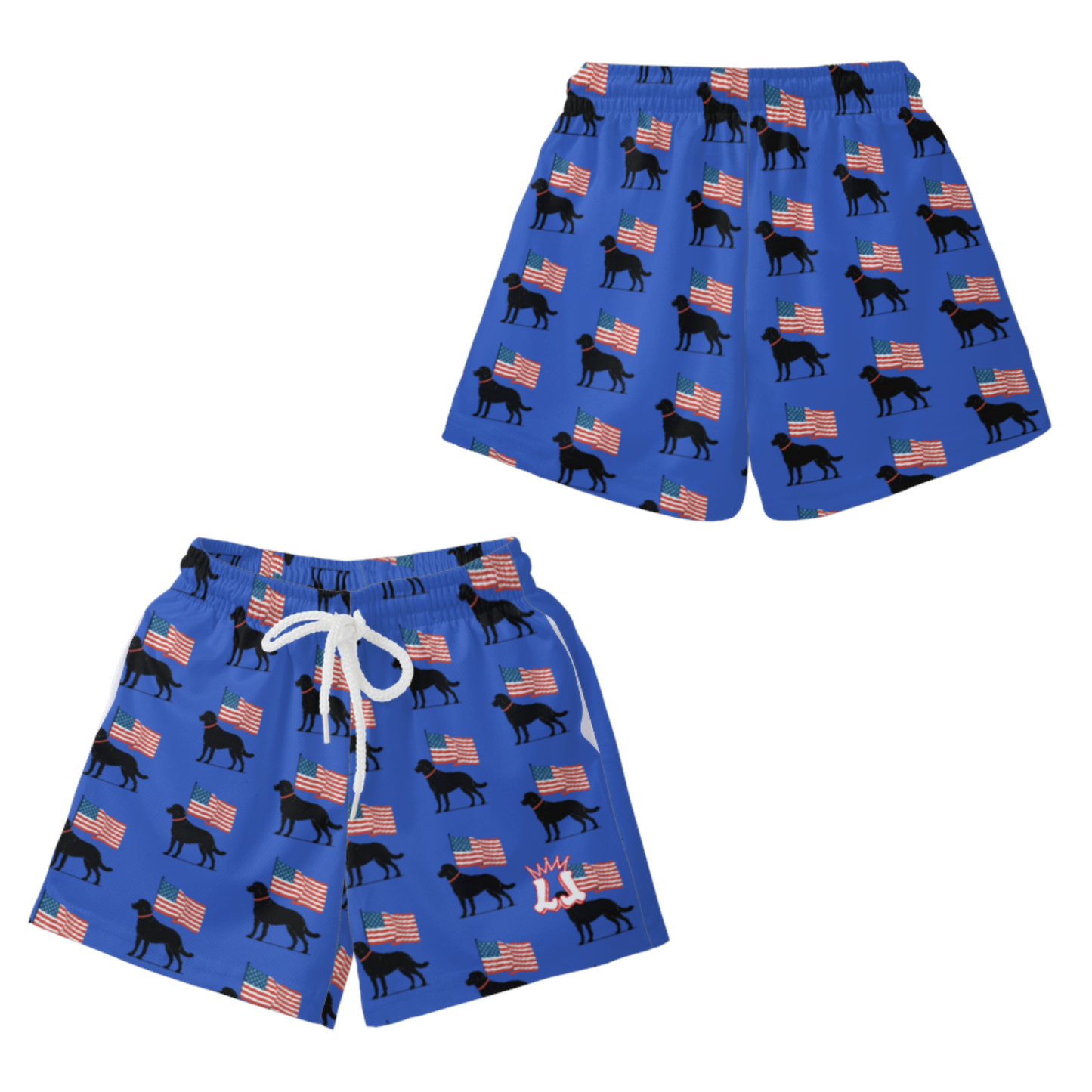 Toddler Black Lab American Flag Mesh Shorts