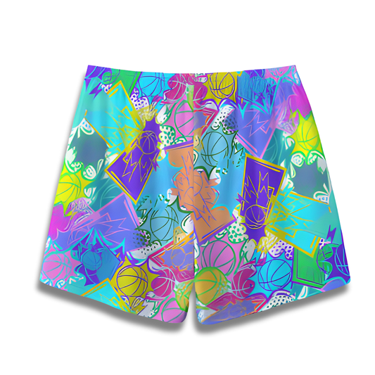 All-Over Print Adult Mesh Basketball Shorts, Vibrant, Colorful Print