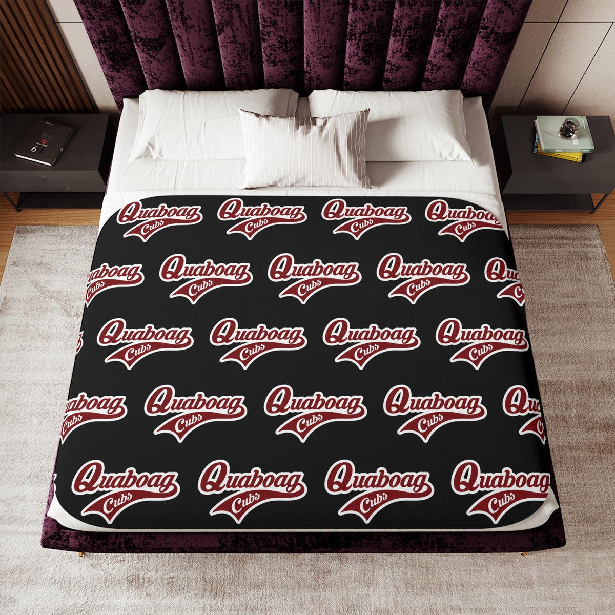 Quaboag Baseball Sherpa Blanket - Black