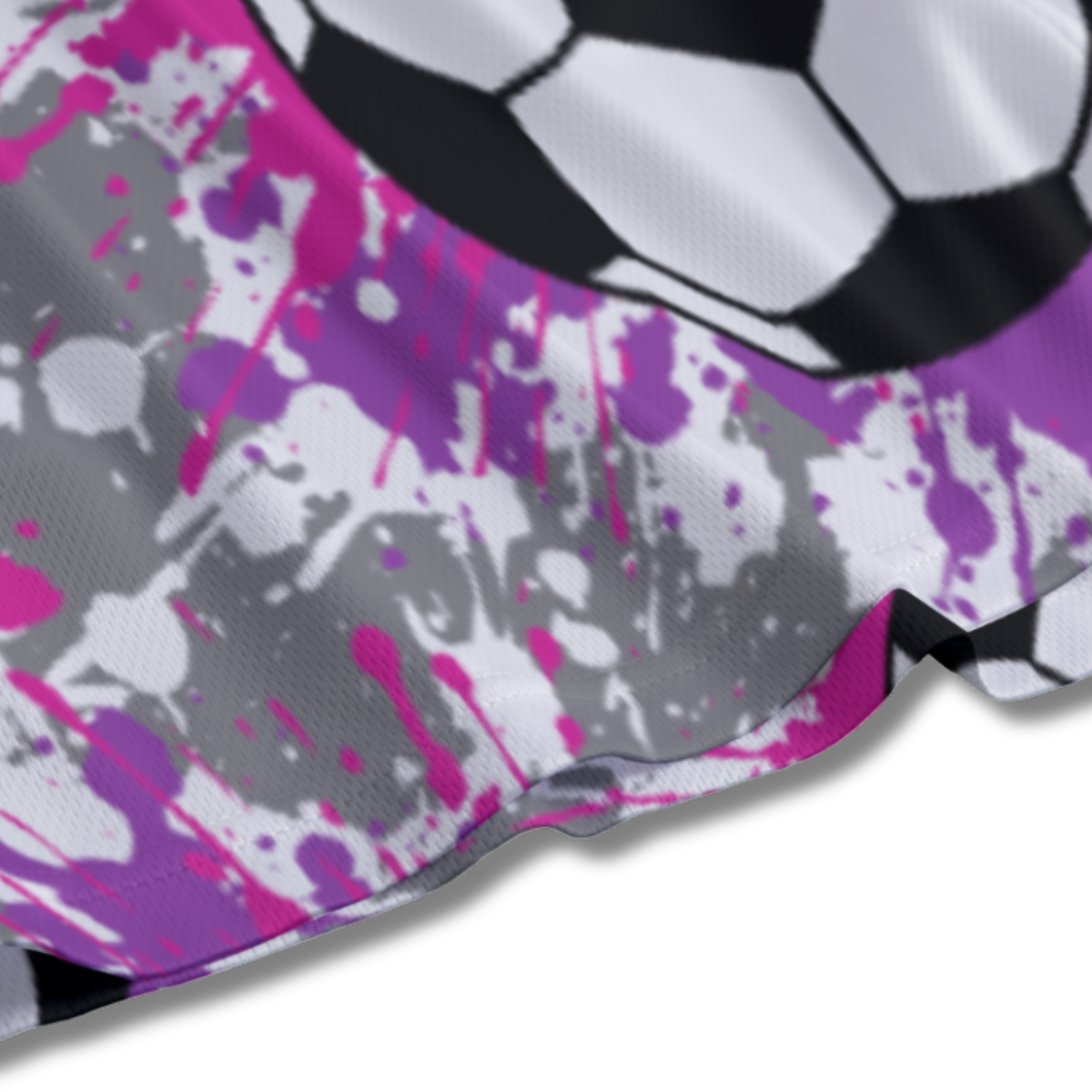 Youth Soccer Shorts Paint Splatter Pink, Purple and Gray Edition