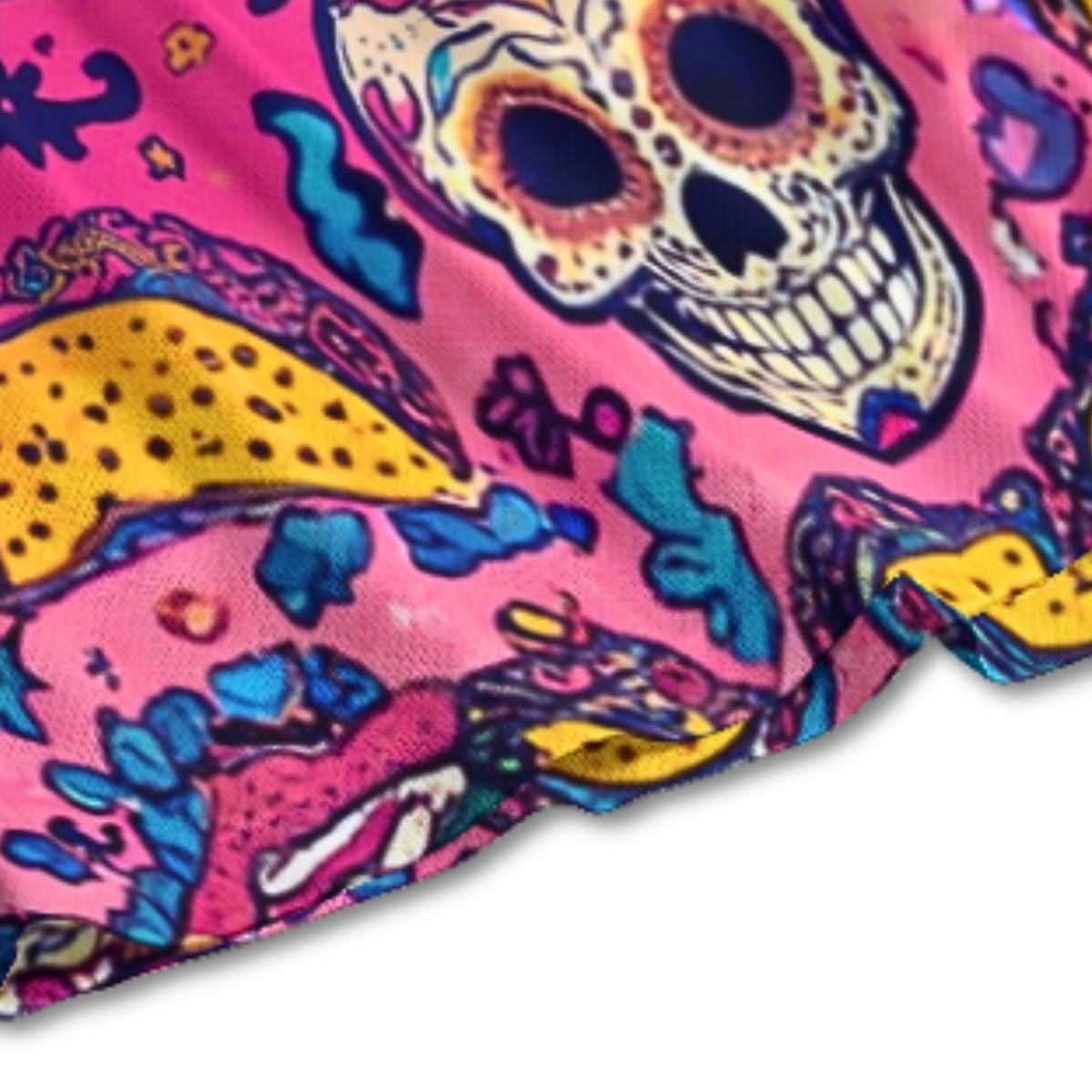 All-Over Print Adult Shorts, Day of the Dead Taco Tuesday