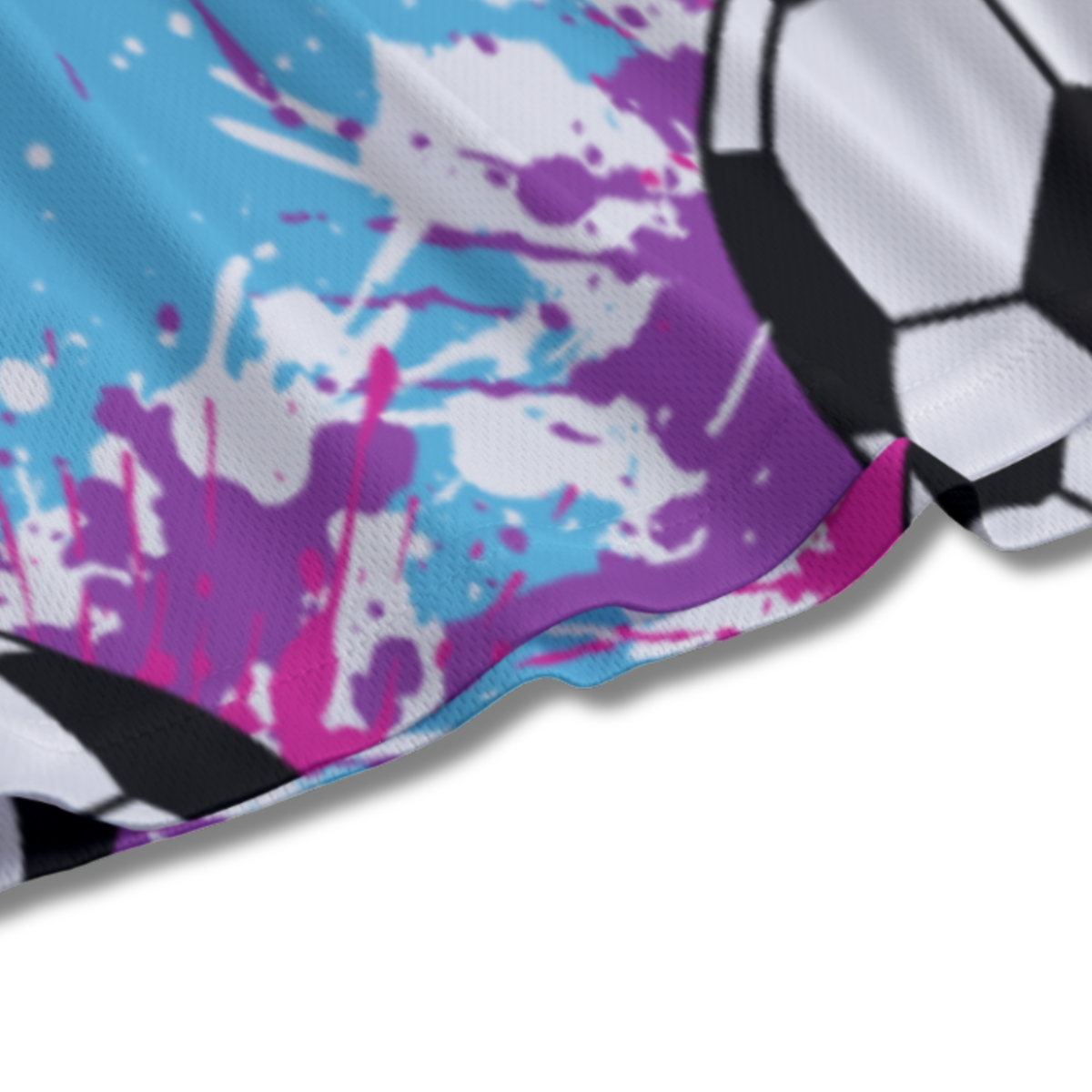 Youth Soccer Shorts Paint Splatter Pink, Purple and Blue Edition
