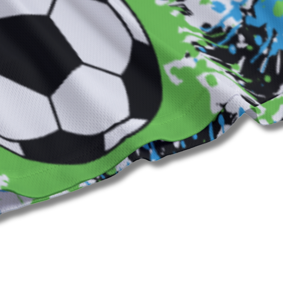 Youth Soccer Shorts Paint Splatter Black, Green and Blue Edition