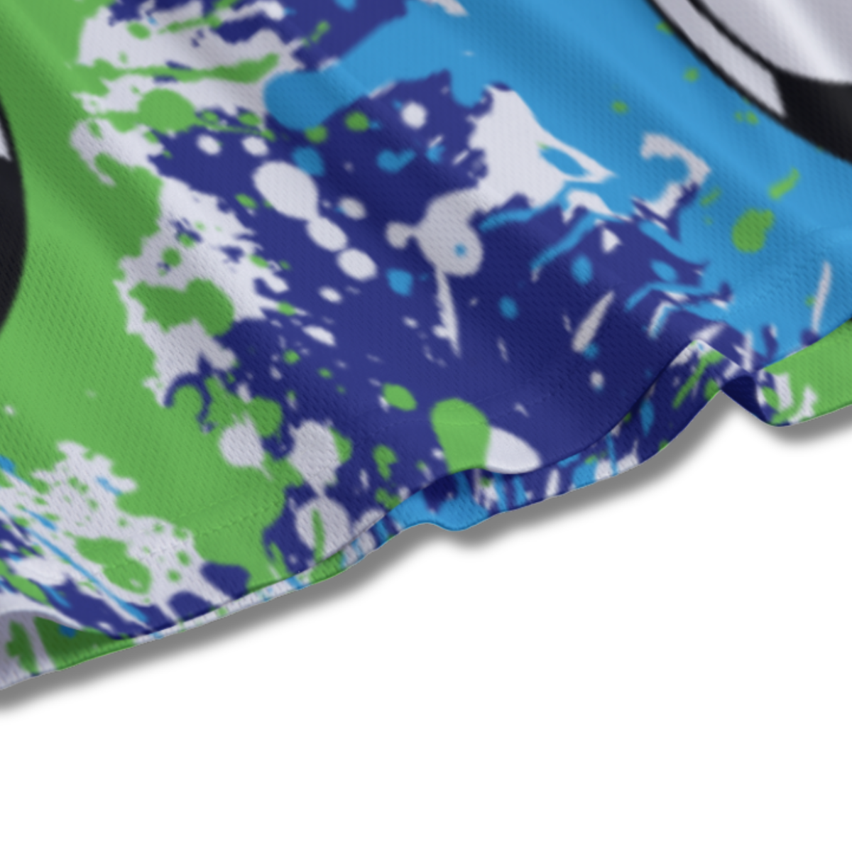 Youth Soccer Shorts Paint Splatter Blues and Green Edition