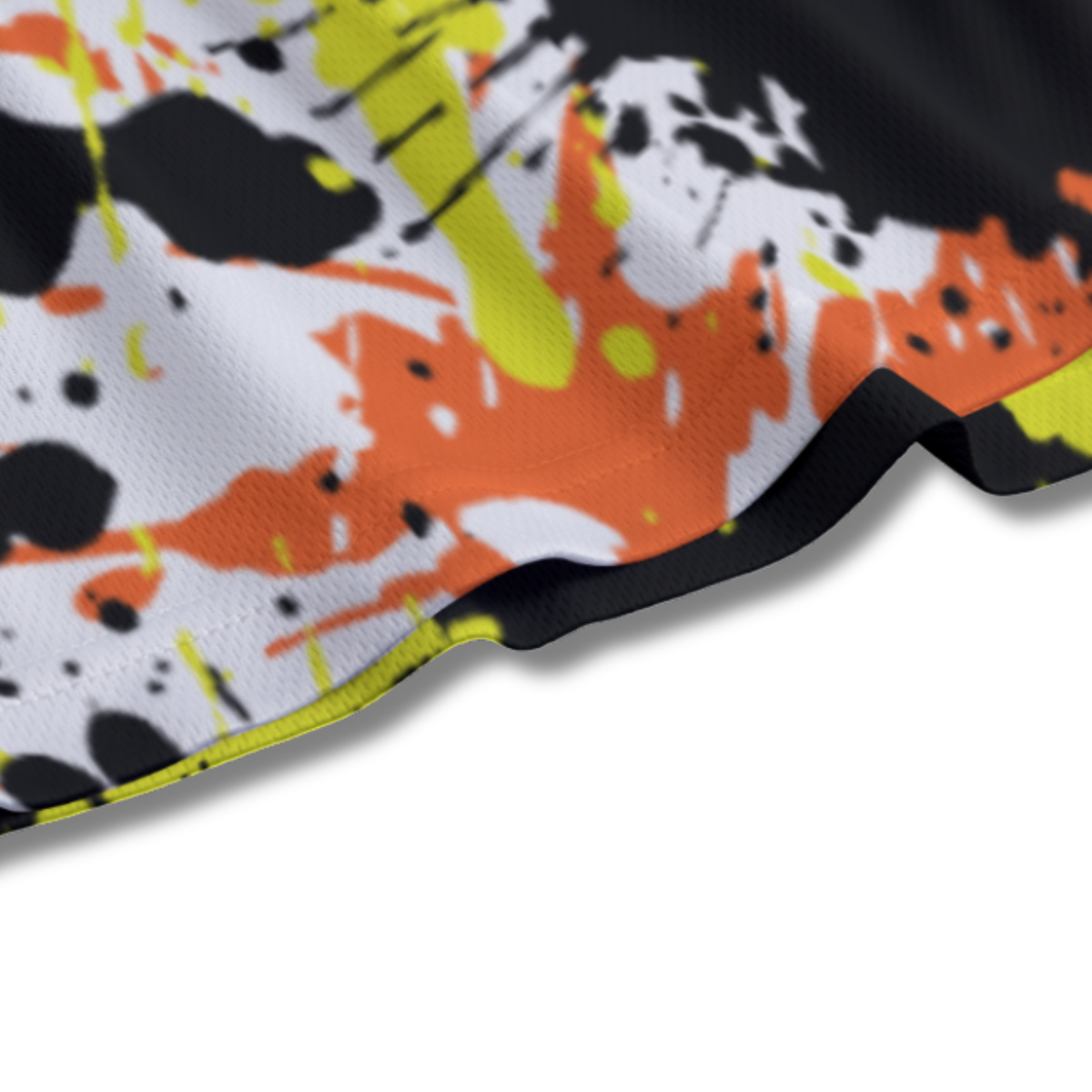 Youth Soccer Shorts Paint Splatter Orange, Yellow and Black Edition