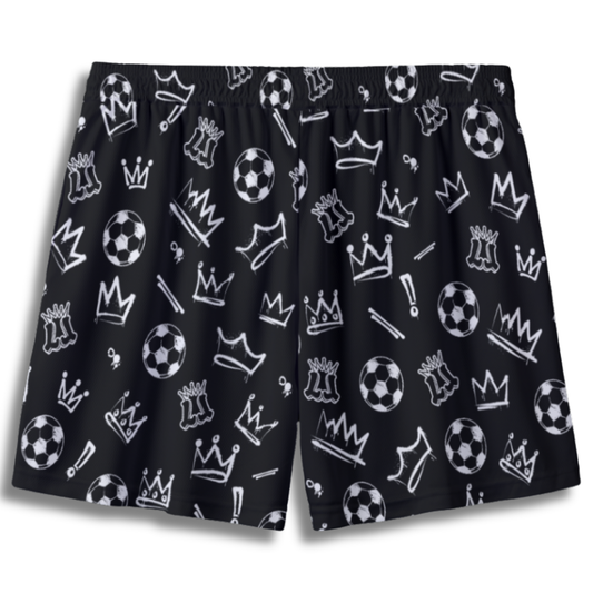 Youth Mesh Soccer Shorts Graffiti Legends - Black and White Edition