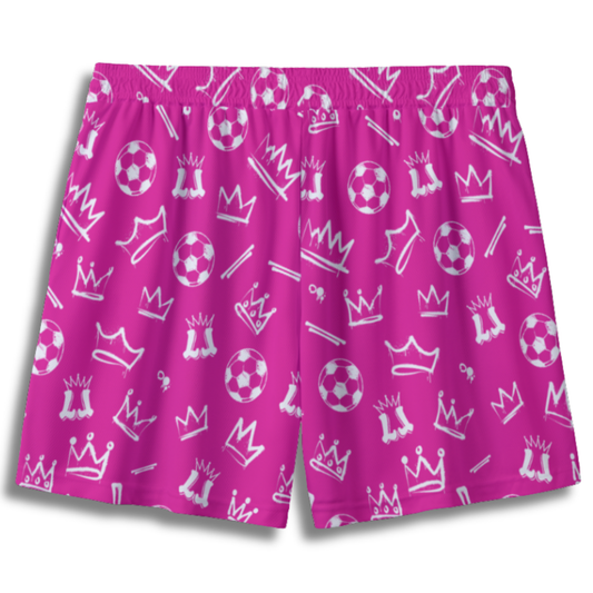 Youth Mesh Soccer Shorts Graffiti Legends - Pink and White Edition