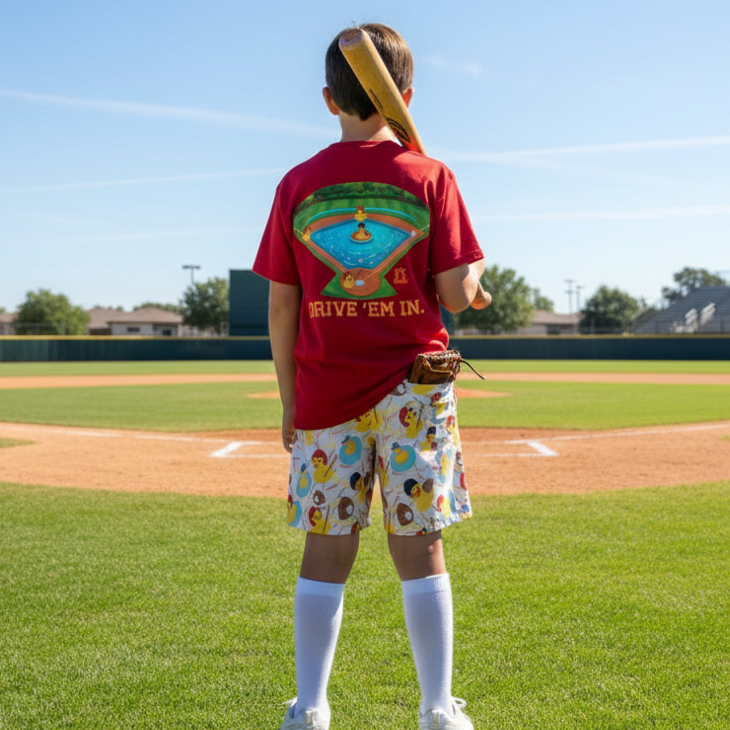 Youth Baseball Humor Mesh Shorts - "Ducks on the Pond" Edition