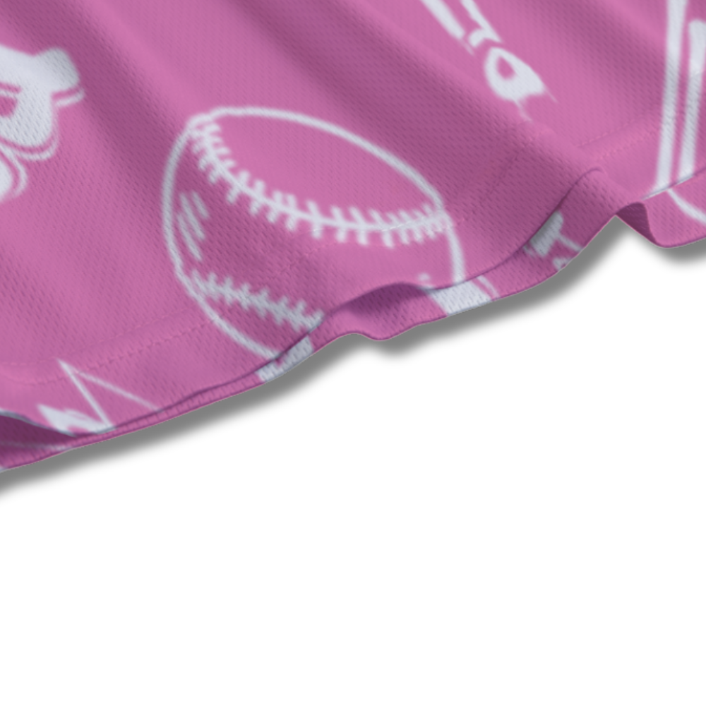 Youth Graffiti Style Softball Baseball Mesh Shorts - Pink and White Edition